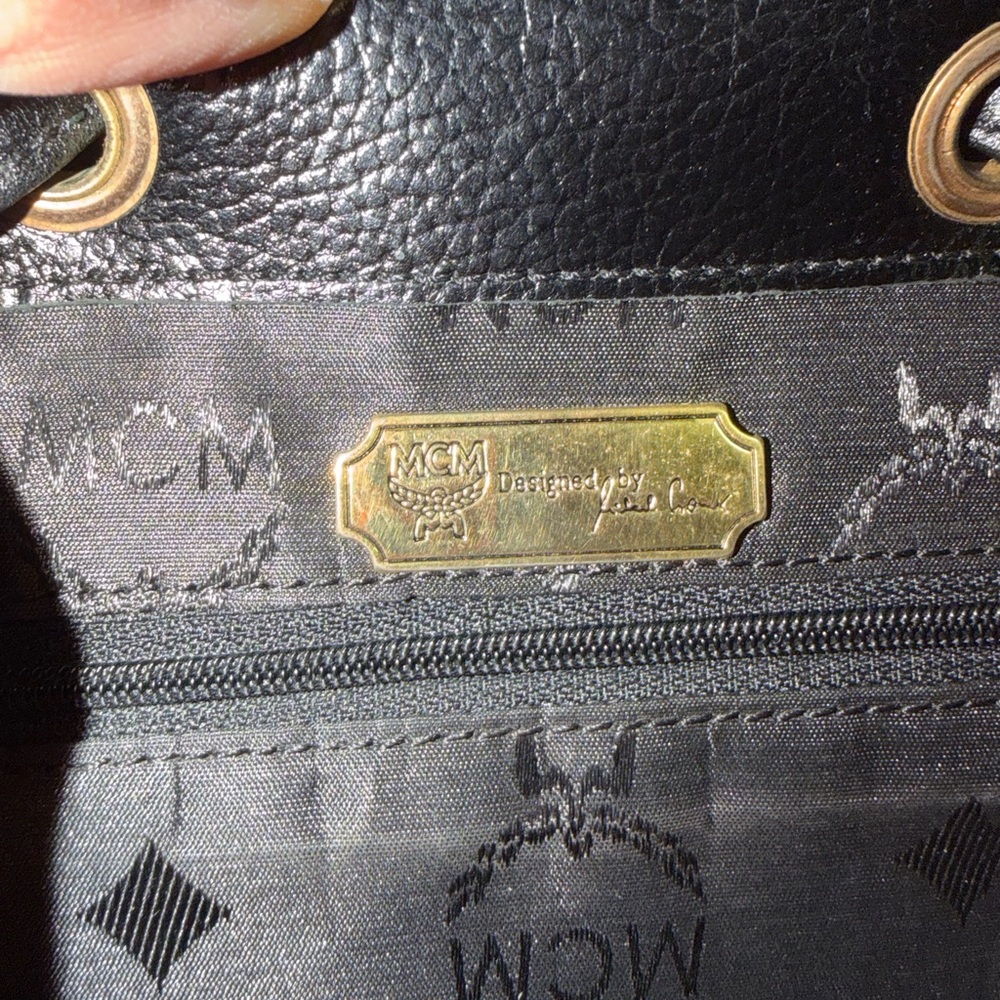 MCM Black Backpack with Gold Accents - Picture 6 of 12